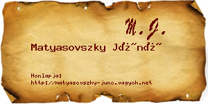 Matyasovszky Júnó névjegykártya